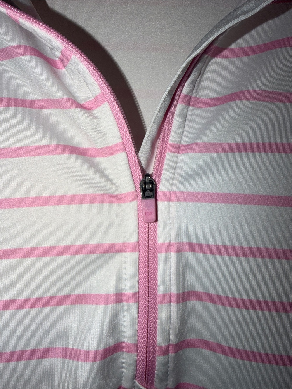 Vineyard Vines White and Light Pink Striped Half-Zip Pullover - Picture 5 of 7